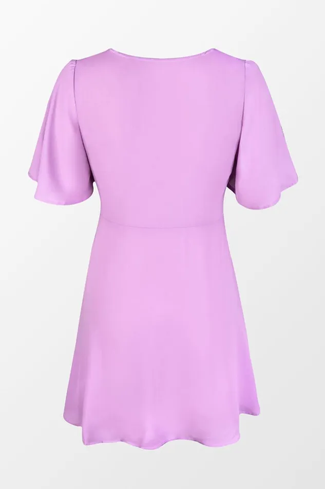 Women Short Dresses Cupshe Christa Plunge Bell Sleeve Zipper Short AShape Dress Purple