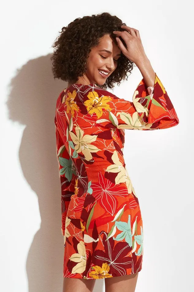 Women Short Dresses Cupshe Vera Vneck Bell Sleeve Bodycon Dress Multicolor
