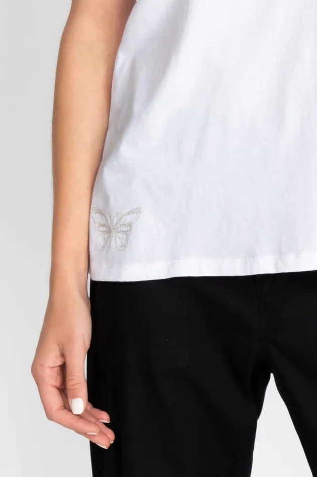 Women Short Sleeve VNeck Layering Tee White Johnny Was Tops Women Short Sleeve VNeck Layering Tee White Johnny Was Tops