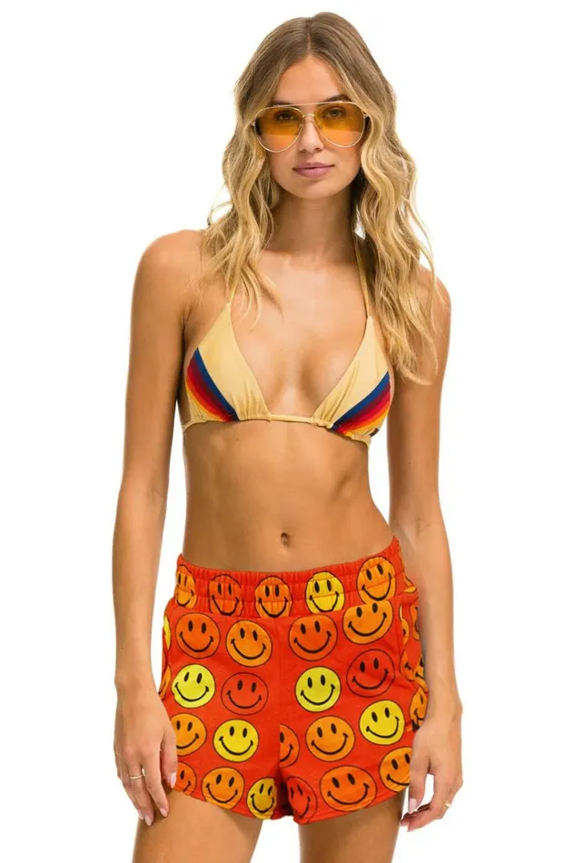 Women Shorts Aviator Nation Smiley Bingo Lounger Short 8211 Red