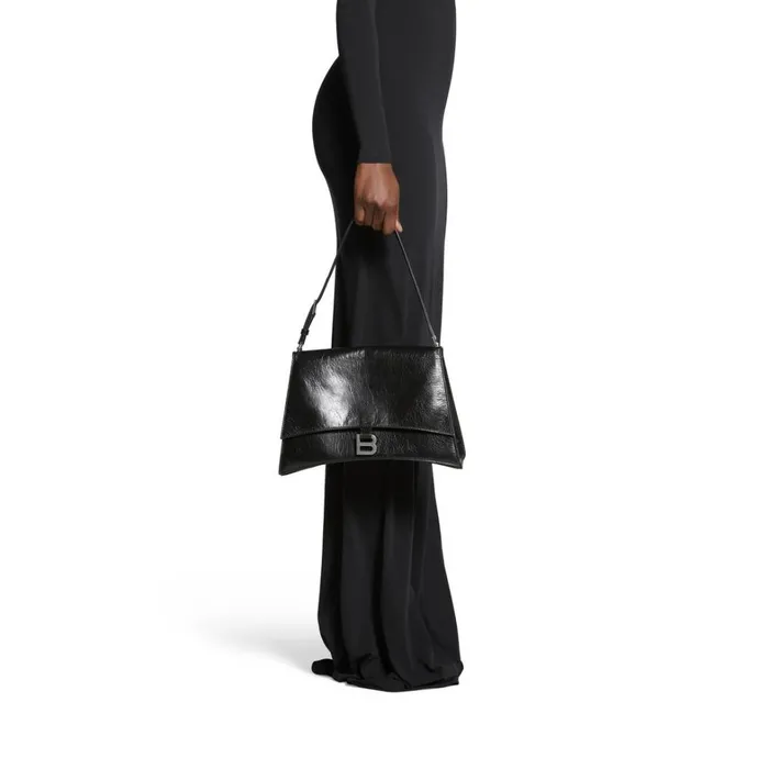 Women Shoulder Bags Balenciaga Crush Medium Sling Bag In Black