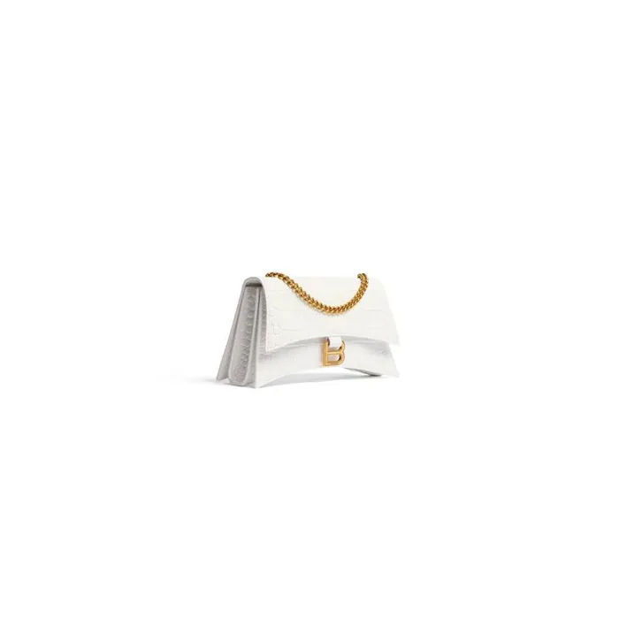 Women Shoulder Bags Balenciaga Crush Xs Chain Bag Crocodile Embossed In Optic White