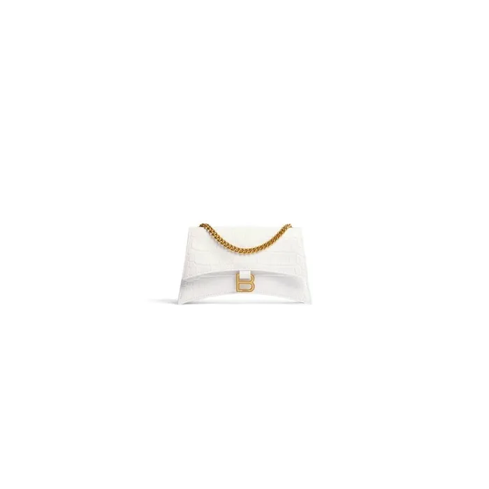 Women Shoulder Bags Balenciaga Crush Xs Chain Bag Crocodile Embossed In Optic White