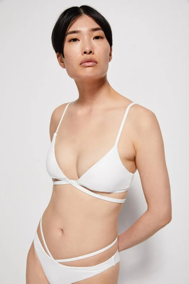 Women Signature Harlen Bikini Top White Jonathan Simkhai Swimwear