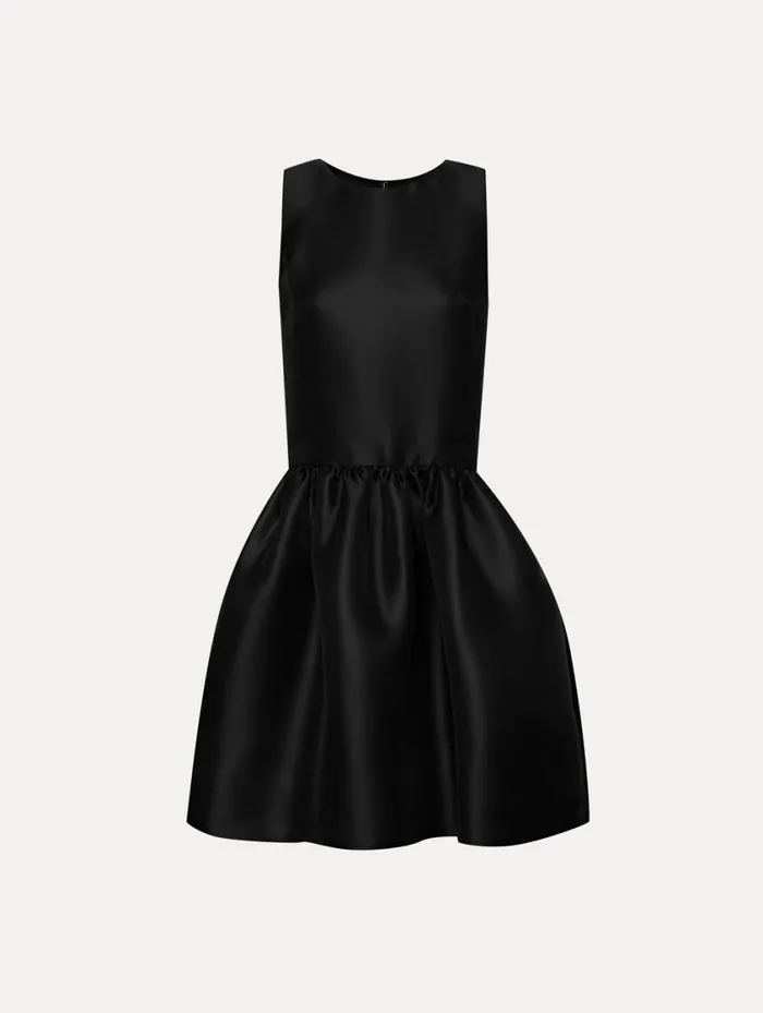 Women Silk Drop Waist Cocktail Dress Black Oscar De La Renta Dresses