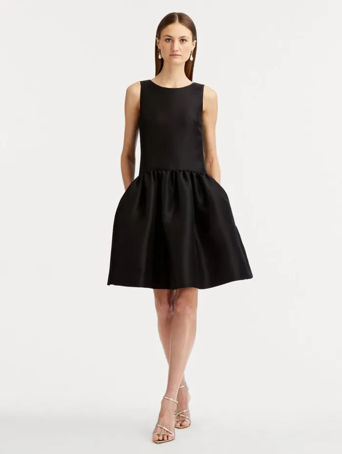 Women Silk Drop Waist Cocktail Dress Black Oscar De La Renta Dresses Women Silk Drop Waist Cocktail Dress Black Oscar De La Renta Dresses