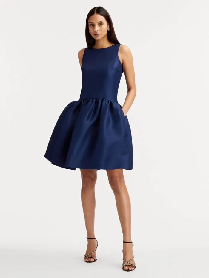 Women Silk Drop Waist Cocktail Dress Navy Oscar De La Renta Dresses Women Silk Drop Waist Cocktail Dress Navy Oscar De La Renta Dresses
