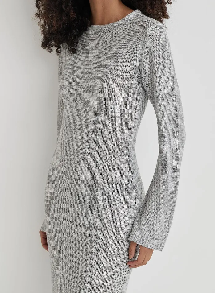 Women Silver Sequin Knitted Maxi Dress Sisca 4th and Reckless Knitwear