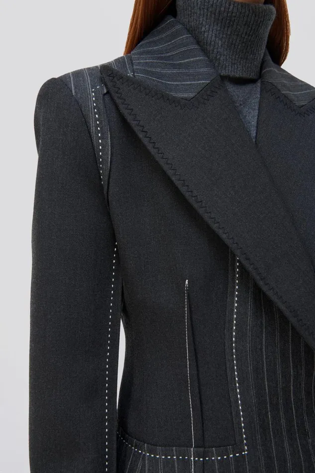 Women Silvia Coat Grey Pinstripe Multi Jonathan Simkhai Jackets and Coats