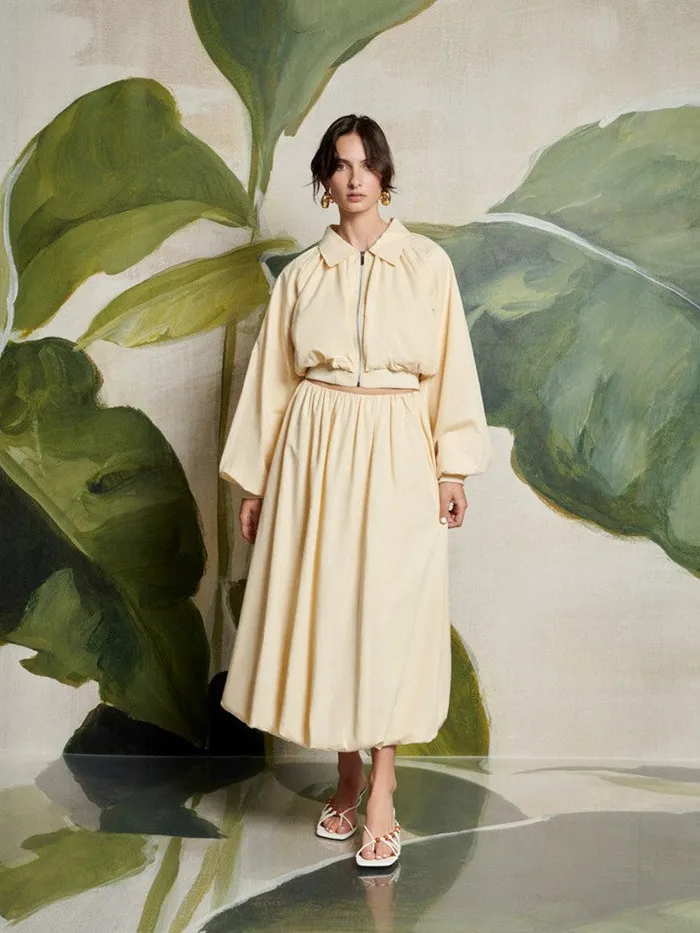 Women Sister Jane Bottoms Ghospell Vanessa Midi Bubble Skirt Pastel Yellow