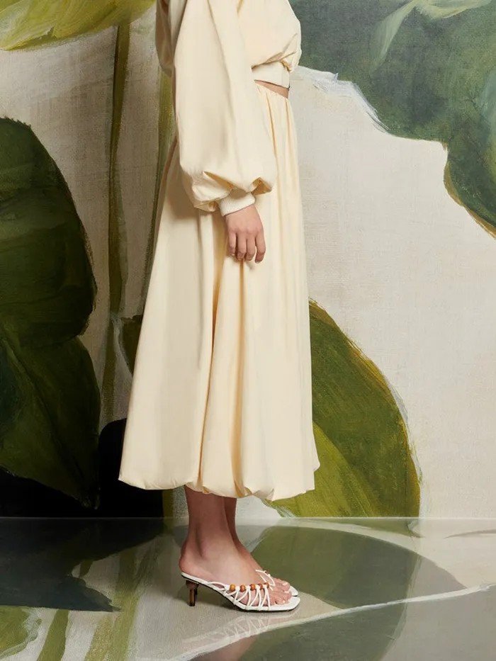 Women Sister Jane Bottoms Ghospell Vanessa Midi Bubble Skirt Pastel Yellow