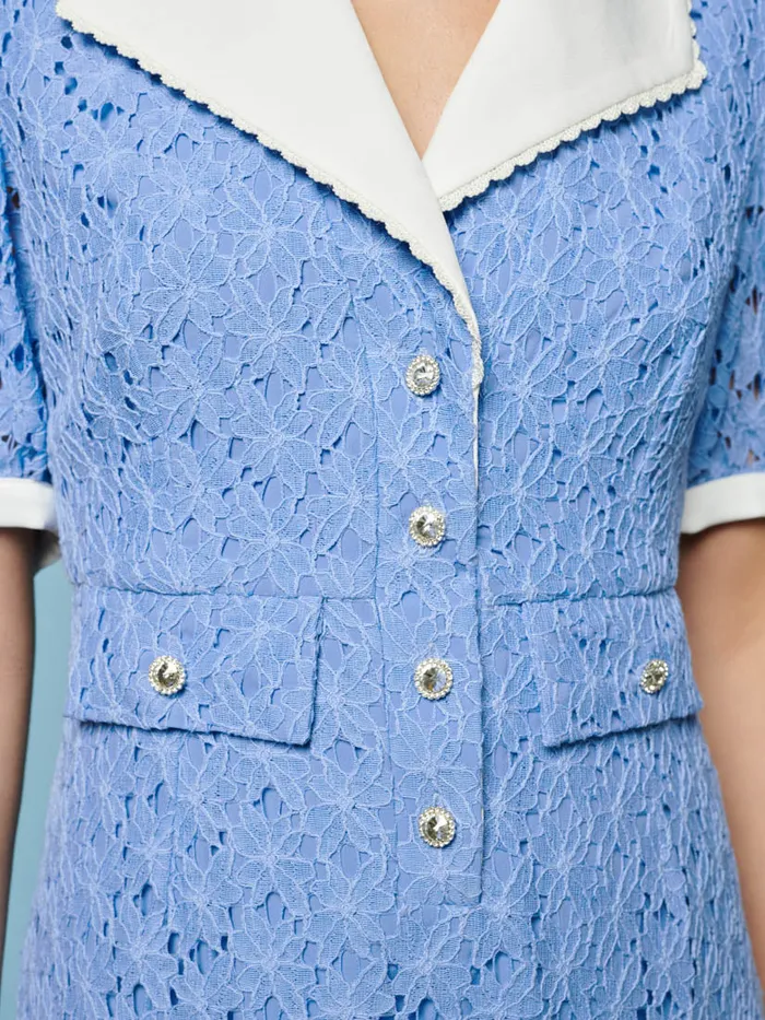 Women Sister Jane Dresses Bella Lace Midi Dress Cornflower Blue