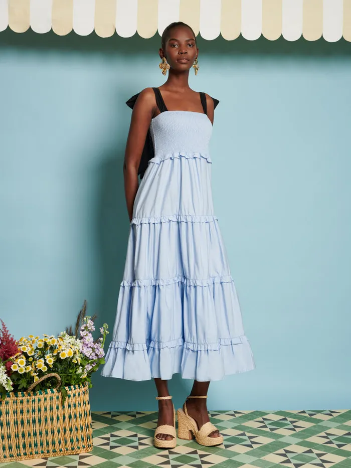 Women Sister Jane Dresses DREAM Grapefruit Bow Midi Dress Pale Blue