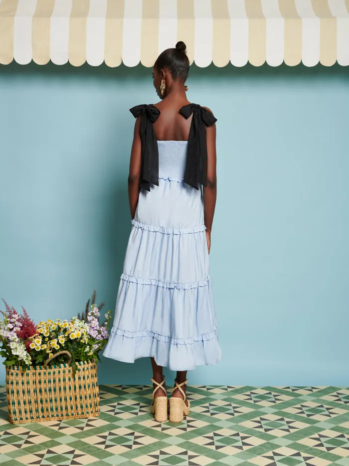 Women Sister Jane Dresses DREAM Grapefruit Bow Midi Dress Pale Blue