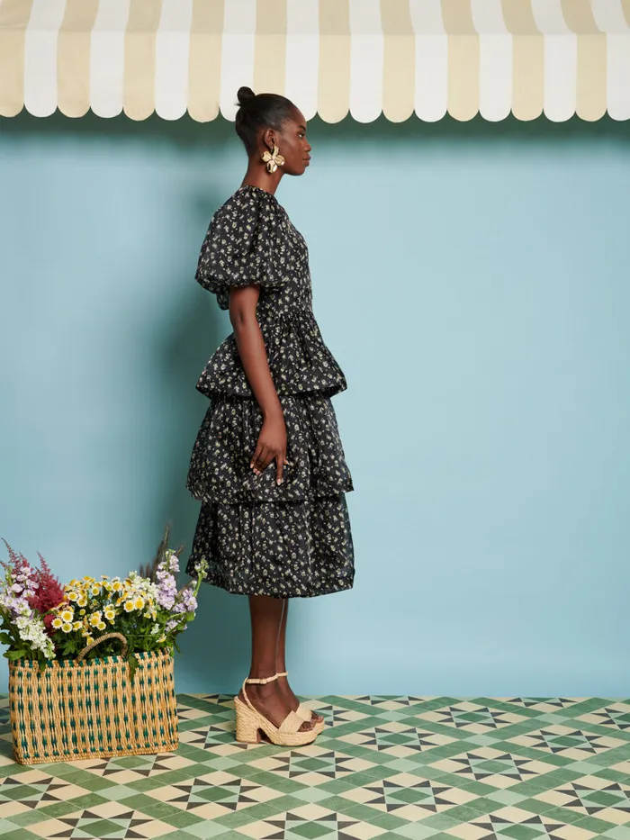 Women Sister Jane Dresses DREAM Noon Flower Tiered Dress Coal Black
