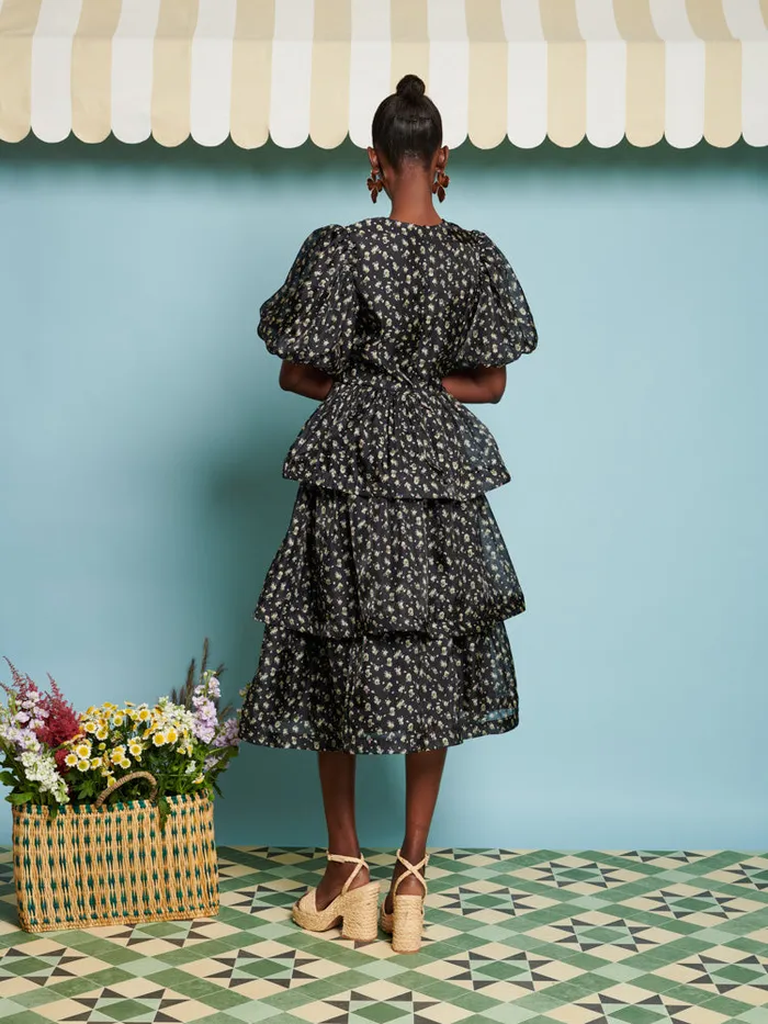 Women Sister Jane Dresses DREAM Noon Flower Tiered Dress Coal Black