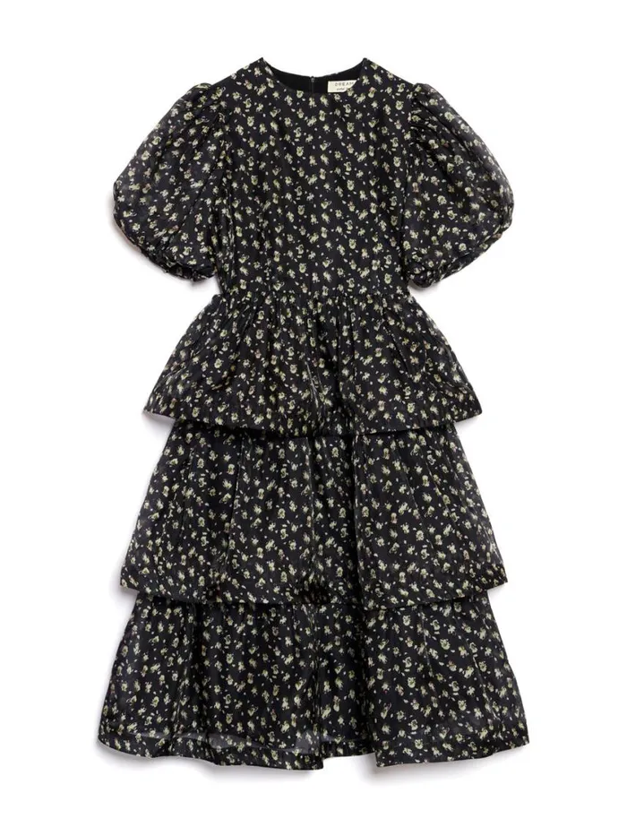 Women Sister Jane Dresses DREAM Noon Flower Tiered Dress Coal Black