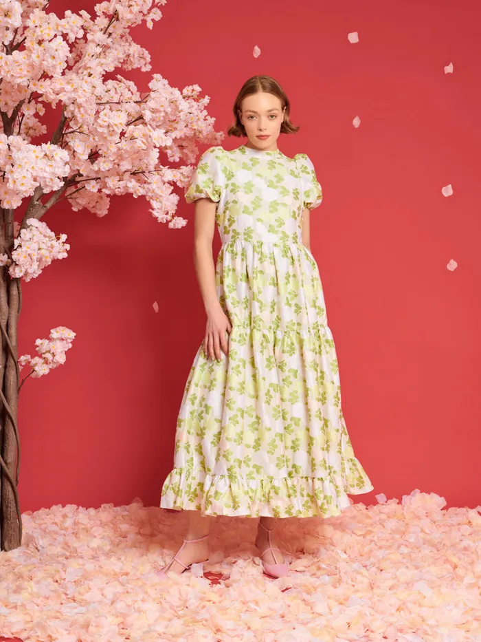 Women Sister Jane Dresses DREAM Picnic Jacquard Maxi Dress Pastel Green U0026 Ivory