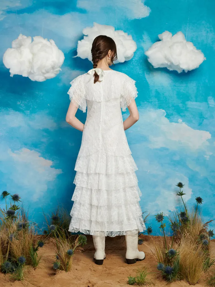 Women Sister Jane Dresses Fleuve Lace Midi Dress Snow White