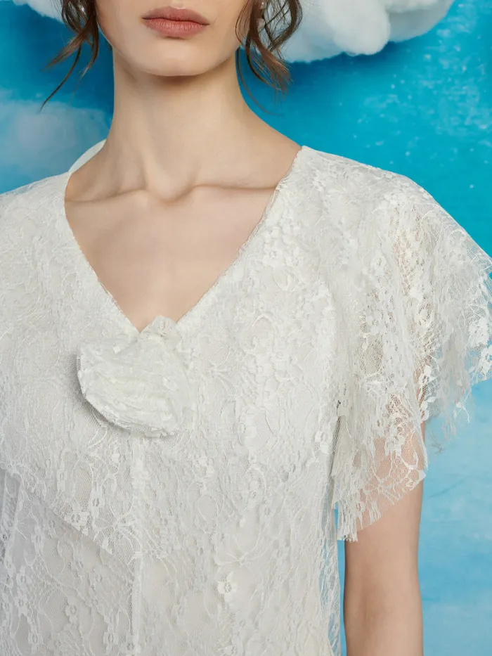 Women Sister Jane Dresses Fleuve Lace Midi Dress Snow White