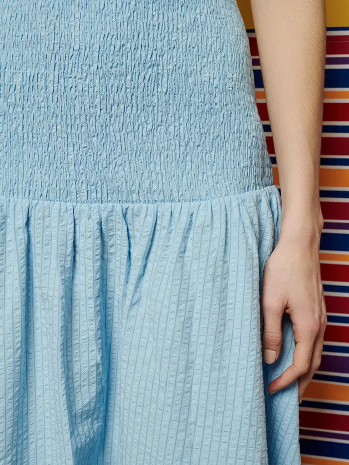 Women Sister Jane Dresses Ghospell Ender Stripe Midi Dress Baby Blue