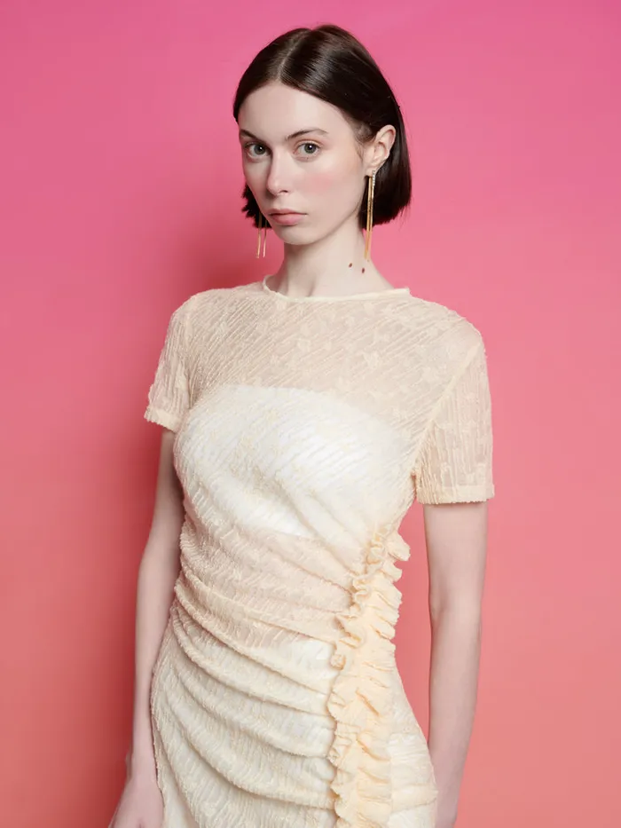 Women Sister Jane Dresses Ghospell Lucia Ruched Midi Dress Lilac Pink