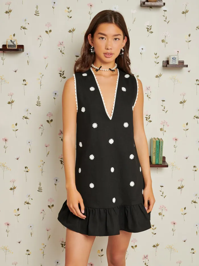 Women Sister Jane Dresses Heirloom Mini Dress Coal Black