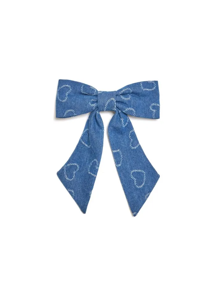 Women Sister Jane Prize Heart Hair Bow Indigo Blue