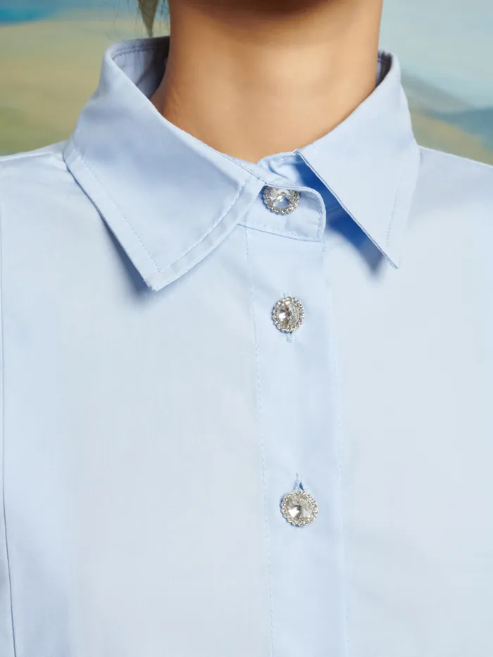 Women Sister Jane Tops DREAM Blue Eyes Bow Shirt Baby Blue