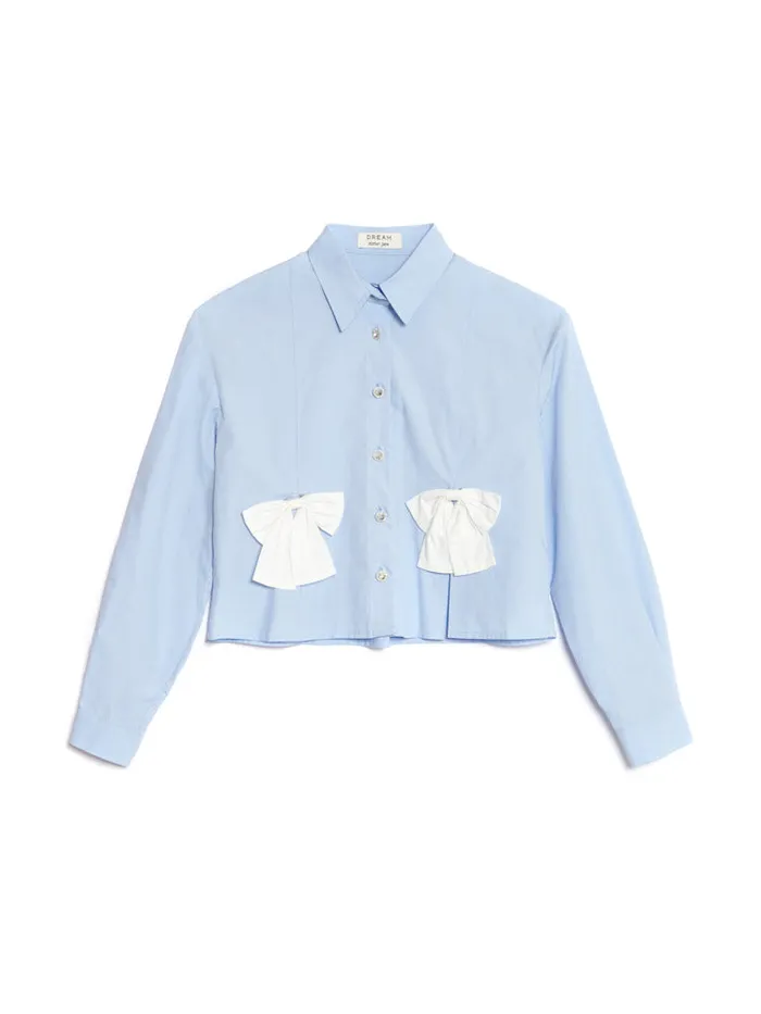 Women Sister Jane Tops DREAM Blue Eyes Bow Shirt Baby Blue