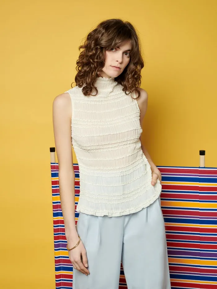 Women Sister Jane Tops Ghospell Bridget Ruched Top Ivory Cream