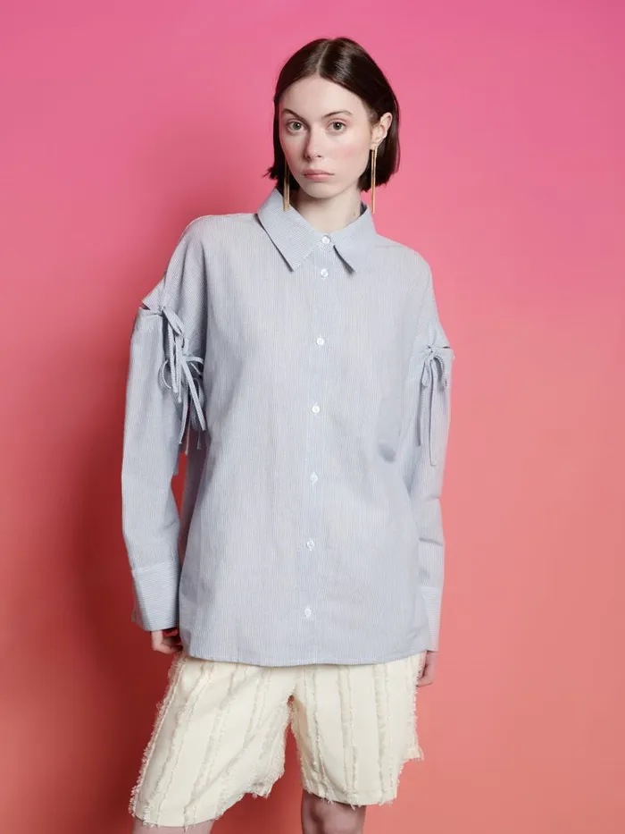 Women Sister Jane Tops Ghospell Emma Tie Shirt Air Blue