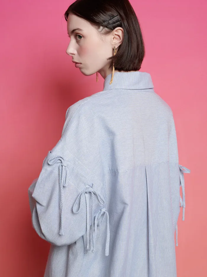 Women Sister Jane Tops Ghospell Emma Tie Shirt Air Blue
