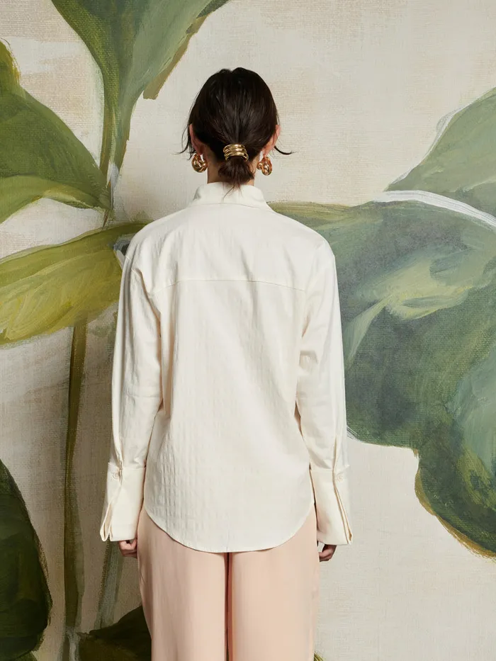 Women Sister Jane Tops Ghospell Lux Zip Front Shirt White Cream