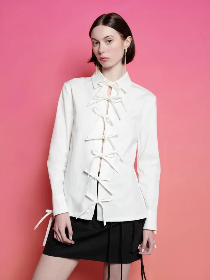 Women Sister Jane Tops Ghospell Tiggy Tie Shirt White