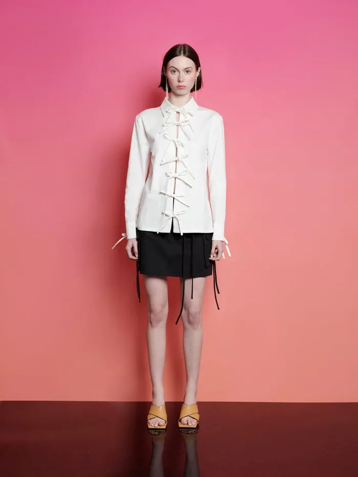 Women Sister Jane Tops Ghospell Tiggy Tie Shirt White