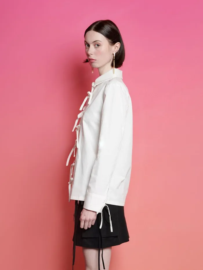 Women Sister Jane Tops Ghospell Tiggy Tie Shirt White