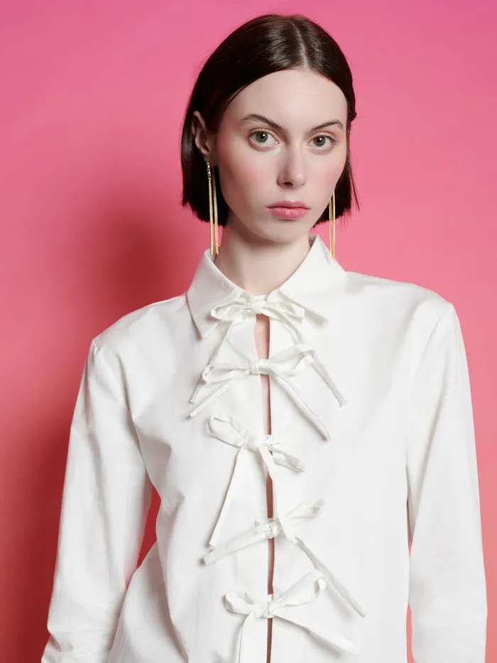 Women Sister Jane Tops Ghospell Tiggy Tie Shirt White