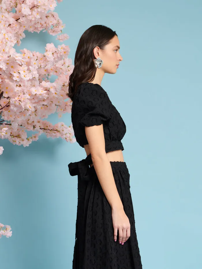 Women Sister Jane Tops Mara Jacquard Bow Top Coal Black