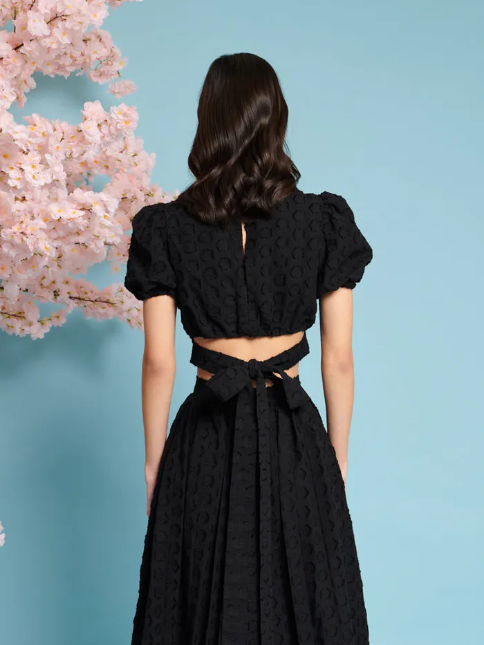 Women Sister Jane Tops Mara Jacquard Bow Top Coal Black