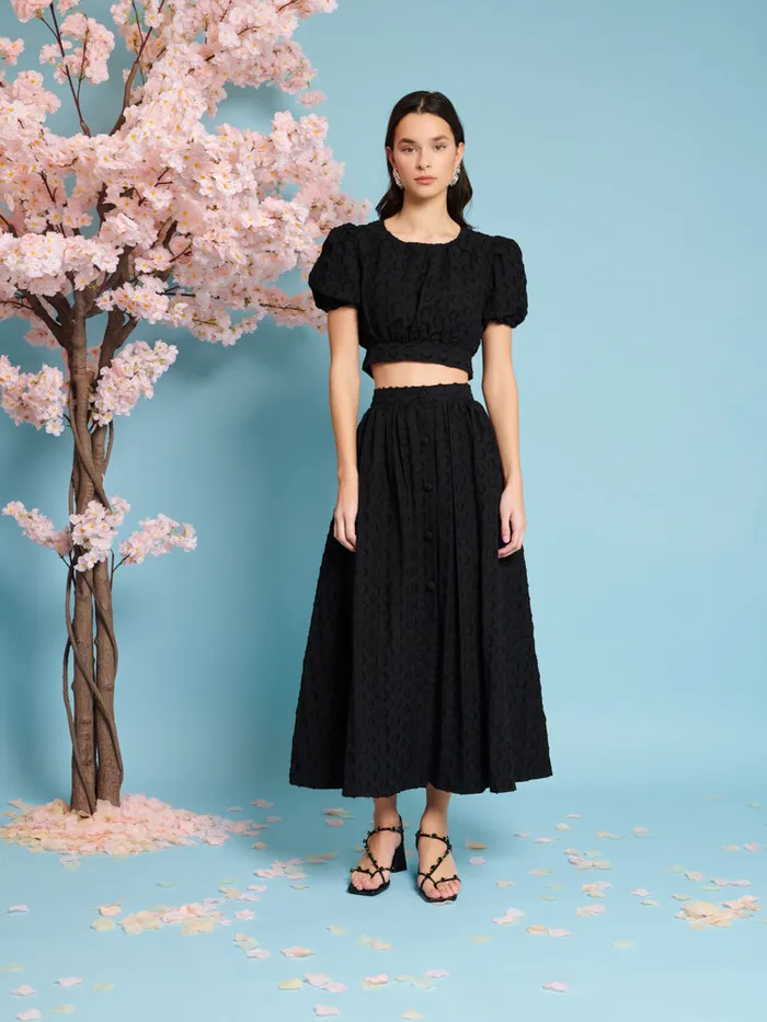 Women Sister Jane Tops Mara Jacquard Bow Top Coal Black