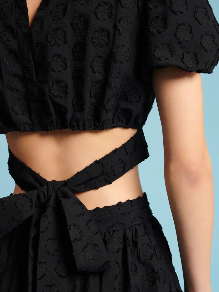 Women Sister Jane Tops Mara Jacquard Bow Top Coal Black