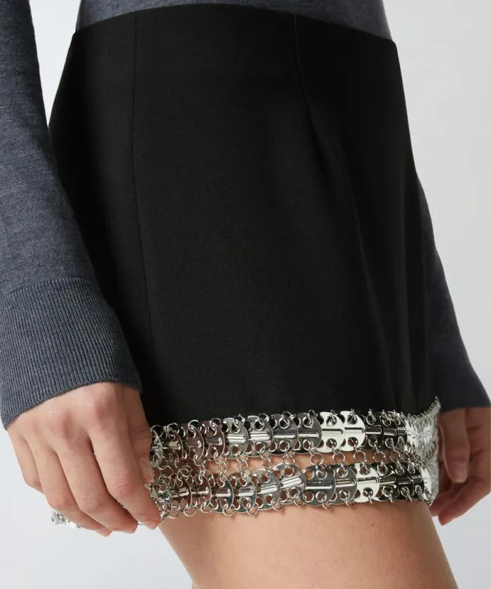 Women Skirts Pinko Crepe Mini Skirt With Metallic Embroidery At The Bottom Limo Black Women Skirts Pinko Crepe Mini Skirt With Metallic Embroidery At The Bottom Limo Black