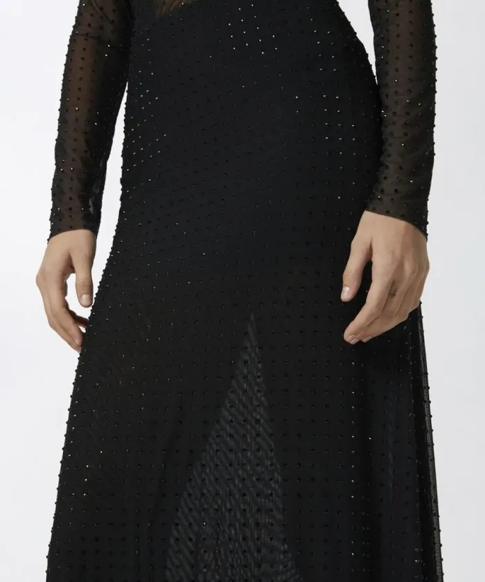 Women Skirts Pinko Fully Rhinestoned Long Tulle Skirt Limo Black Women Skirts Pinko Fully Rhinestoned Long Tulle Skirt Limo Black