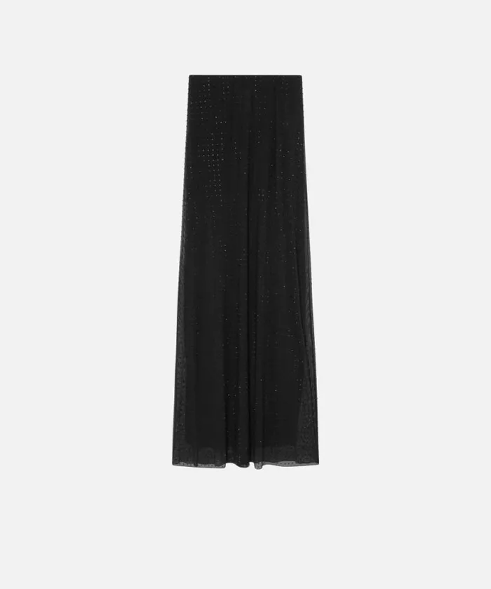 Women Skirts Pinko Fully Rhinestoned Long Tulle Skirt Limo Black Women Skirts Pinko Fully Rhinestoned Long Tulle Skirt Limo Black