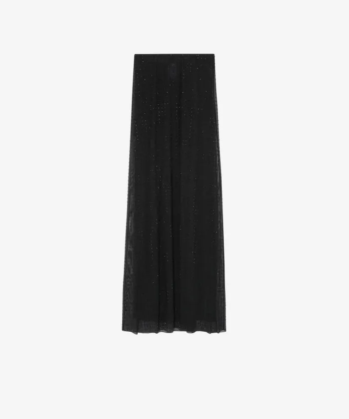 Women Skirts Pinko Fully Rhinestoned Long Tulle Skirt Limo Black Women Skirts Pinko Fully Rhinestoned Long Tulle Skirt Limo Black
