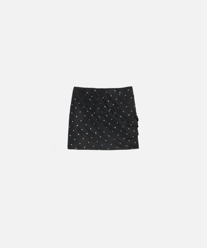 Women Skirts Pinko Gathered Mini Skirt With Studs And Rhinestones Limo Black Women Skirts Pinko Gathered Mini Skirt With Studs And Rhinestones Limo Black