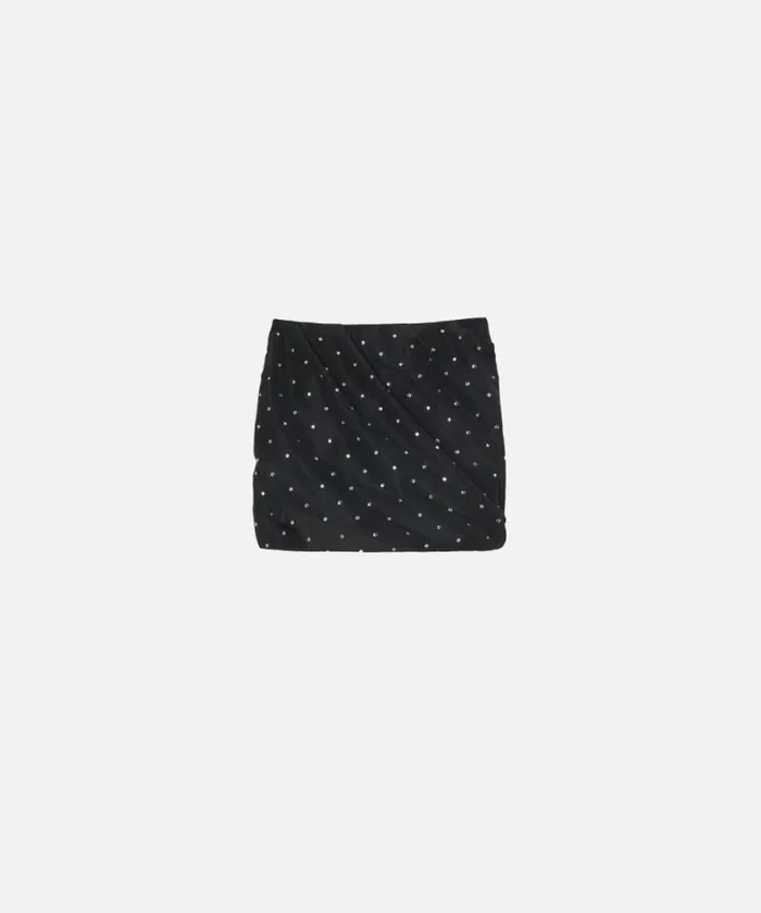 Women Skirts Pinko Gathered Mini Skirt With Studs And Rhinestones Limo Black Women Skirts Pinko Gathered Mini Skirt With Studs And Rhinestones Limo Black