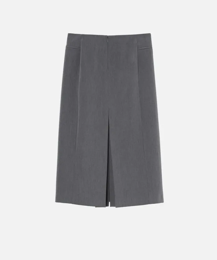 Women Skirts Pinko Tailored Midi Skirt With Slit And Pleating Excalibur Grey Women Skirts Pinko Tailored Midi Skirt With Slit And Pleating Excalibur Grey