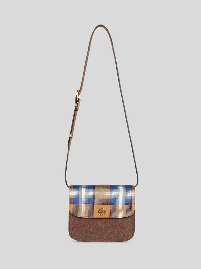 Women Small Essential Bag With Tartan Print Etro Shoulder Bags